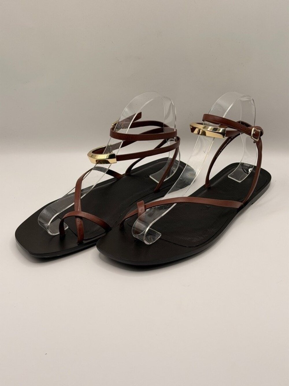 Madewell Women Lisbon Cherry Wood Ankle Wrap Sandal Sz 9.5